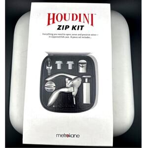 Houdini Zip Kit 8-Piece Wine Bottle Opener Set Open Box Never Used With Case